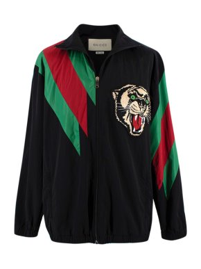 Gucci Black Panthere Embroidered Windbreaker Jacket
