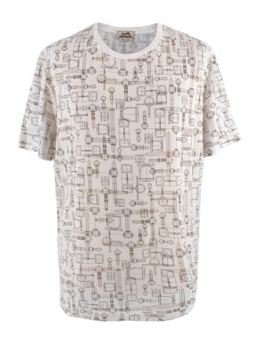 Hermes White Cotton Sketch Print T-shirt