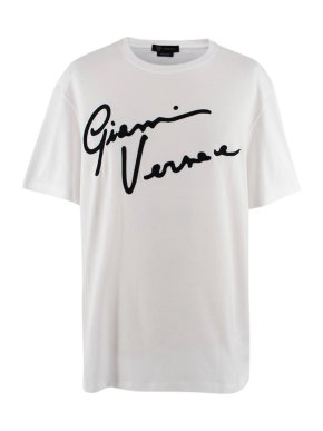 Versace White and Black Gianni Logo T-shirt