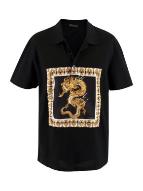 Versace Black and Gold Dragon-print Shirt