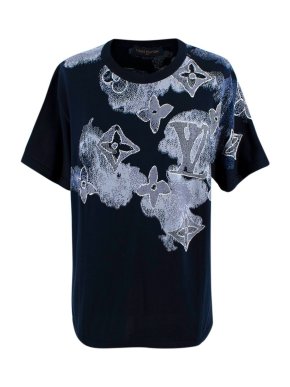 Louis Vuitton Navy Fleur De Monogram Cotton T-Shirt