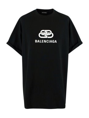 Balenciaga Logo Printed Black Cotton T-Shirt