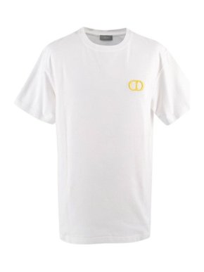 Dior Homme White & Yellow CD Embroidered Cotton T-shirt