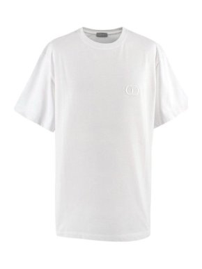 Dior Homme White CD Embroidered Cotton T-shirt