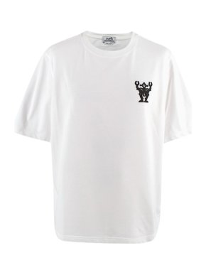 Hermes White and Black Embroidered Robot T-shirt