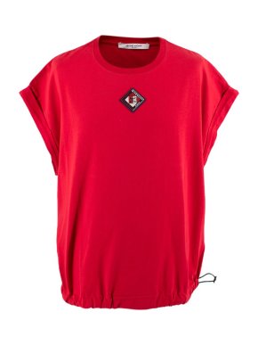 Givenchy Red and Blue Patch Drawstring T-shirt