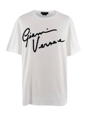 Versace White and Black Script Logo T-shirt