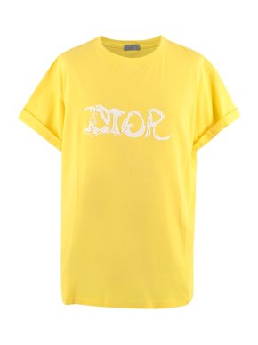 Dior Homme x Peter Doig Yellow Cotton Logo T-Shirt