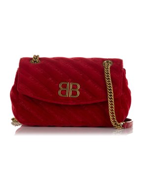 Balenciaga BB S Quilted Round Velvet Crossbody Bag