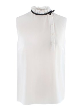 Miu Miu Contrast Bow Collar Silk Blouse