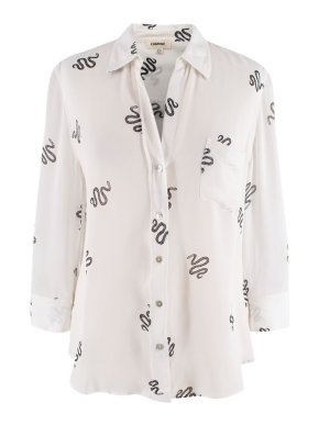 White Snake Printed Silk Shirt