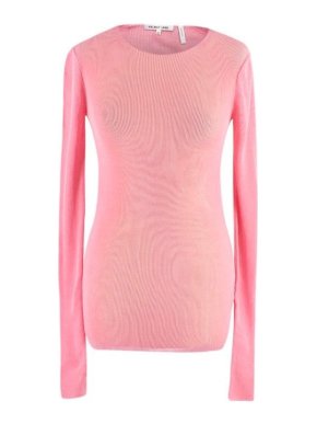 Helmut Lang Pink Cotton Mesh Long-sleeve Top