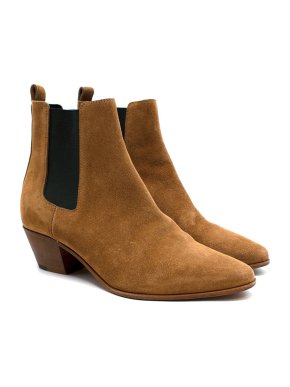 Saint Laurent Tan Suede Wyatt Chelsea Boots