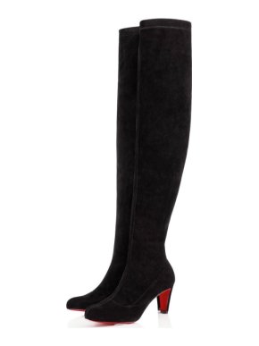 Christian Louboutin Alta Top 70 Black Suede Thigh Boots