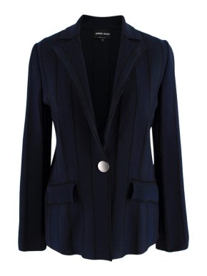 Giorgio Armani Navy Panelled Stretch Knit Blazer