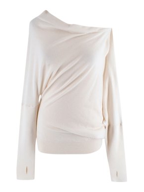 Tom Ford Cream Cashmere Blend Off Shoulder Top