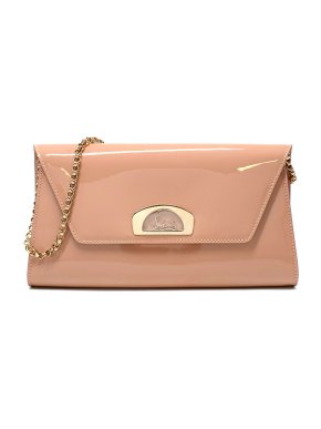 Christian Louboutin Pink Patent Leather Vero Dodat Chain Clutch Bag