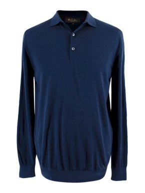 Loro Piana Long Sleeve Wool Polo Shirt