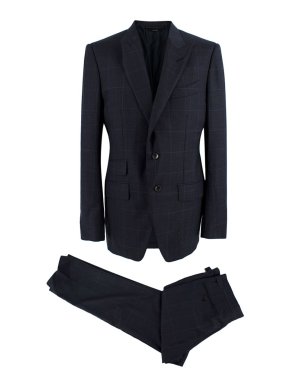 Tom Ford Navy Check Slim Fit Wool Suit