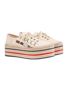 Gucci logo platform lace-up espadrilles