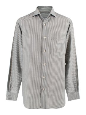 Loro Piana Green Striped Cotton Poplin Shirt