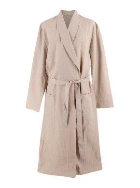 échapper beige raw smooth linen robe