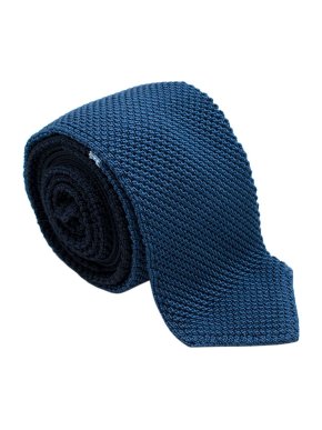 Hermes Navy Two Toned Silk Knit Tie