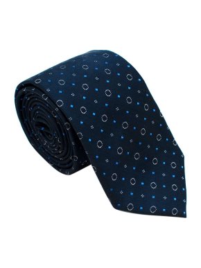 Balmain Navy Silk Circle Pattern Tie