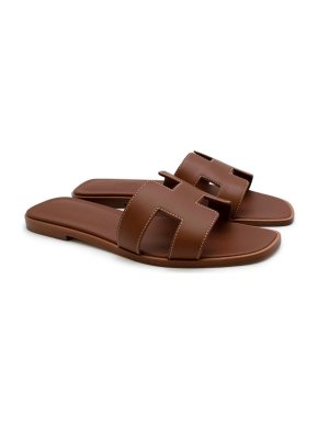 Hermes Gold Box Calfskin Oran Sandals