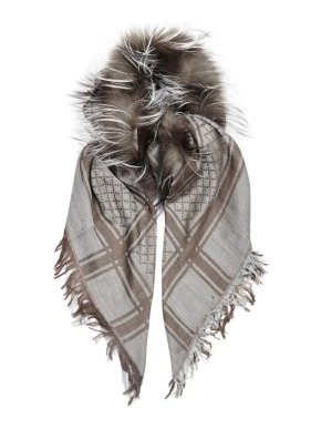 Gucci Fox Fur Trimmed Wool & Silk Shawl