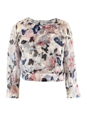 Erdem Floral Print Silk Chiffon Top