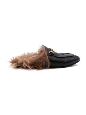 Gucci Horsebit Princetown Fur Lined Black Leather Loafers