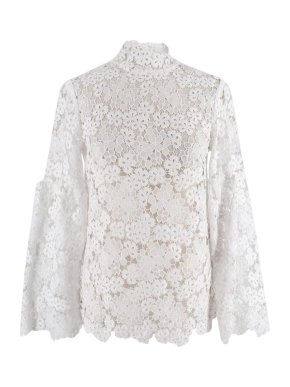 Macgraw White Lace Bell Sleeve Blouse