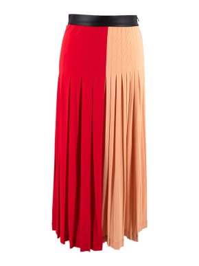 Givenchy Red and Nude Two-tone Pleated Skirt