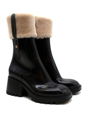 Chloe Betty shearling-trimmed rubber ankle boots