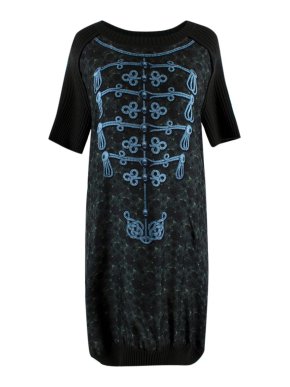 Louis Vuitton Green & Blue Printed Silk & Wool Dress