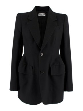 Balenciaga Black Wool Hourglass Blazer
