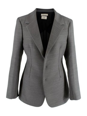 Bottega Veneta Grey Structured Padded Single Breasted Blazer