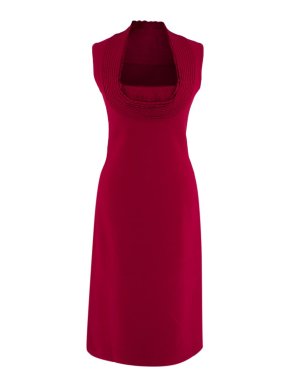Alaia Burgundy Scalloped Square Neck Dress