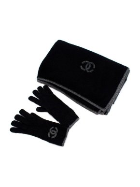 Chanel Grey Cashmere Glitter Scarf