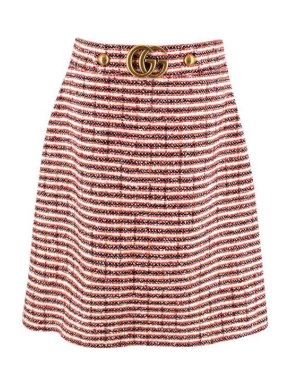 Gucci GG Buckle Red Tweed Skirt