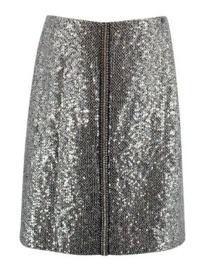 Chanel Silver Sequin and Crystal Embellished Skirt