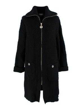 Chanel Black Knitted Zip Up Cardigan