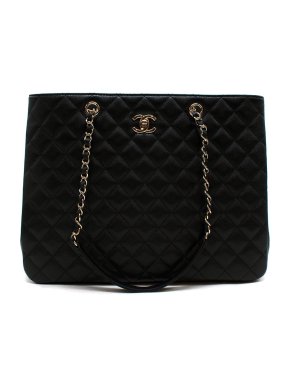 Chanel Black Quilted Caviar Leather Classic Tote Bag