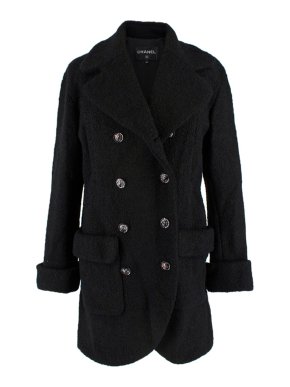 Chanel Black Tweed Double Breasted Coat