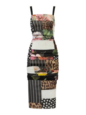 Dolce & Gabbana stretch-silk patchwork print midi dress