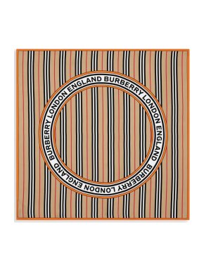 Burberry Icon Striped Logo Printed Silk Scarf