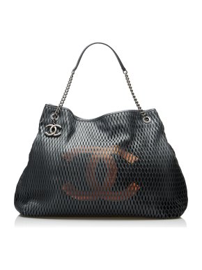 Chanel CC Perforated Leather Tote Bag