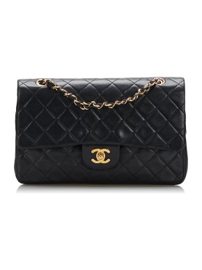 Chanel Black Lambskin Quilted Medium Double Flap Bag