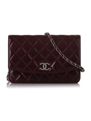 Chanel Patent Quilted CC Flap Wallet On Chain